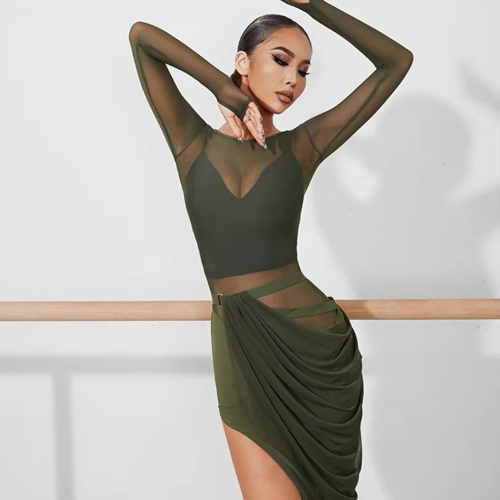 Elegant Olive Green Midi Dress